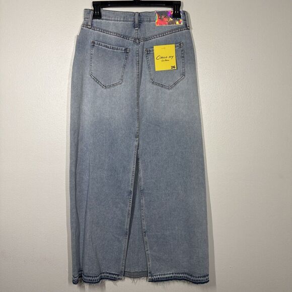 Circus NY Sam Edelman Size 26 Denim Jean Maxi Skirt Blue Calliope Back Slit‎ NEW - Picture 5 of 15